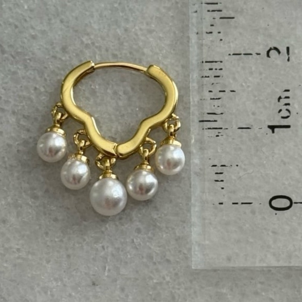 Gold Pearl Fringe Tassel Geometric Hoop Earrings 

Brand New - Picture 3 of 4